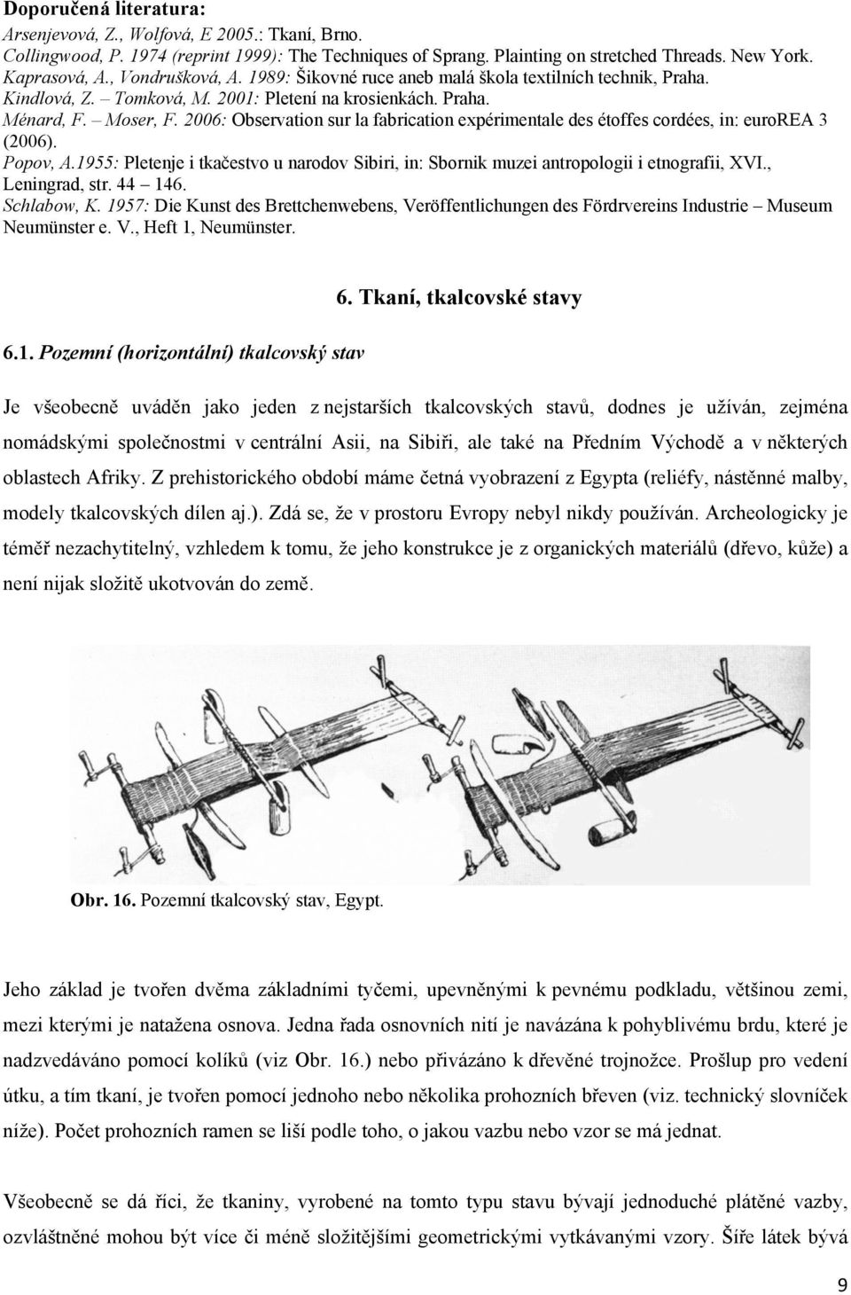 2006: Observation sur la fabrication expérimentale des étoffes cordées, in: eurorea 3 (2006). Popov, A.1955: Pletenje i tkačestvo u narodov Sibiri, in: Sbornik muzei antropologii i etnografii, XVI.