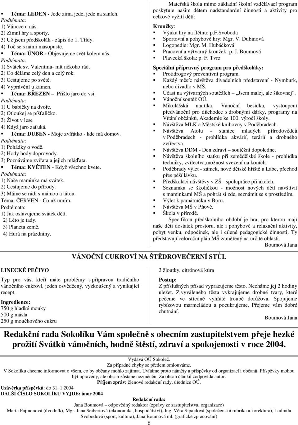 2) Otloukej se píšťaličko. 3) Život v lese 4) Když jaro zaťuká. Téma: DUBEN - Moje zvířátko - kde má domov. 1) Pohádky o vodě. 2) Hody hody doprovody. 3) Poznáváme zvířata a jejich mláďata.