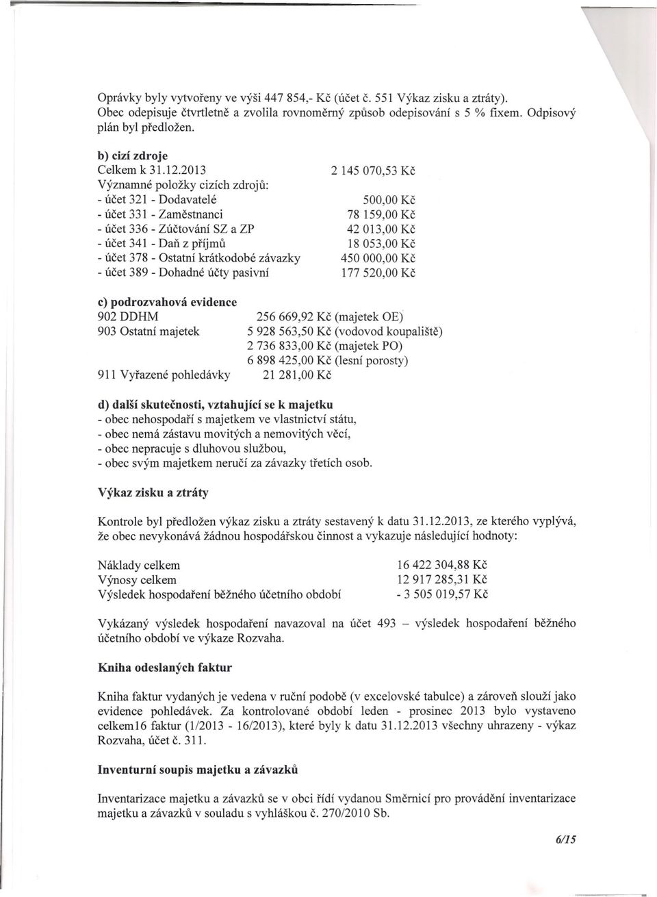 2013 Významné položky cizích zdroju: - úcet 321 - Dodavatelé - úcet 331 - Zamestnanci - úcet 336 - Zúctování SZ a ZP - úcet 341 - Dan z príjmu - úcet 378 - Ostatní krátkodobé závazky - úcet 389 -