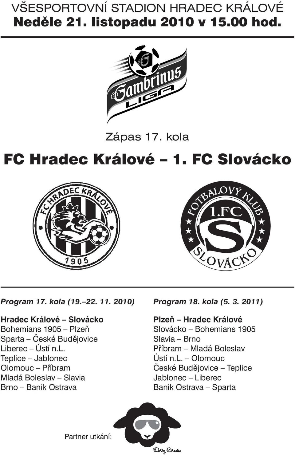 l. Teplice Jablonec Olomouc Příbram Mladá Boleslav Slavia Brno Baník Ostrava Program 18. kola (5. 3.