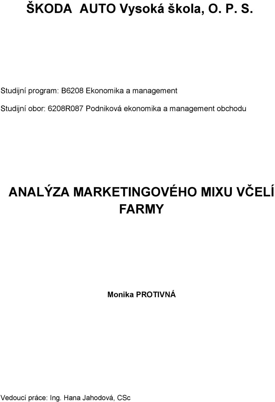 obor: 6208R087 Podniková ekonomika a management obchodu