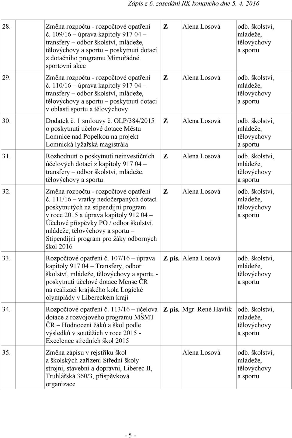 1 smlouvy č. OLP/384/2015 o poskytnutí účelové dotace Městu Lomnice nad Popelkou na projekt Lomnická lyžařská magistrála 31.