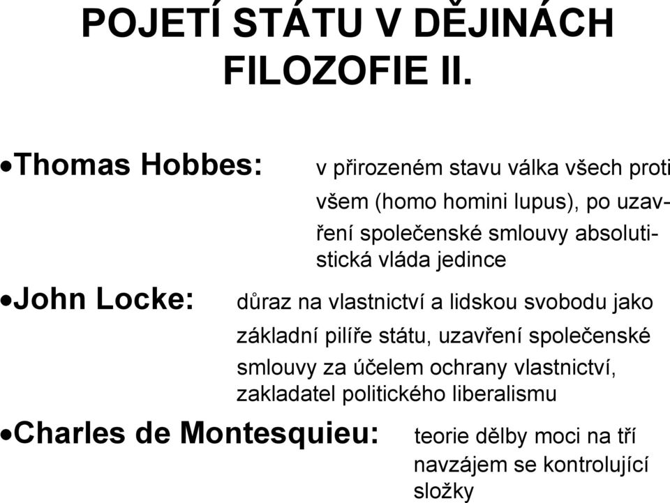 lupus), po uzav- ření společenské smlouvy absolutistická vláda jedince důraz na vlastnictví a lidskou