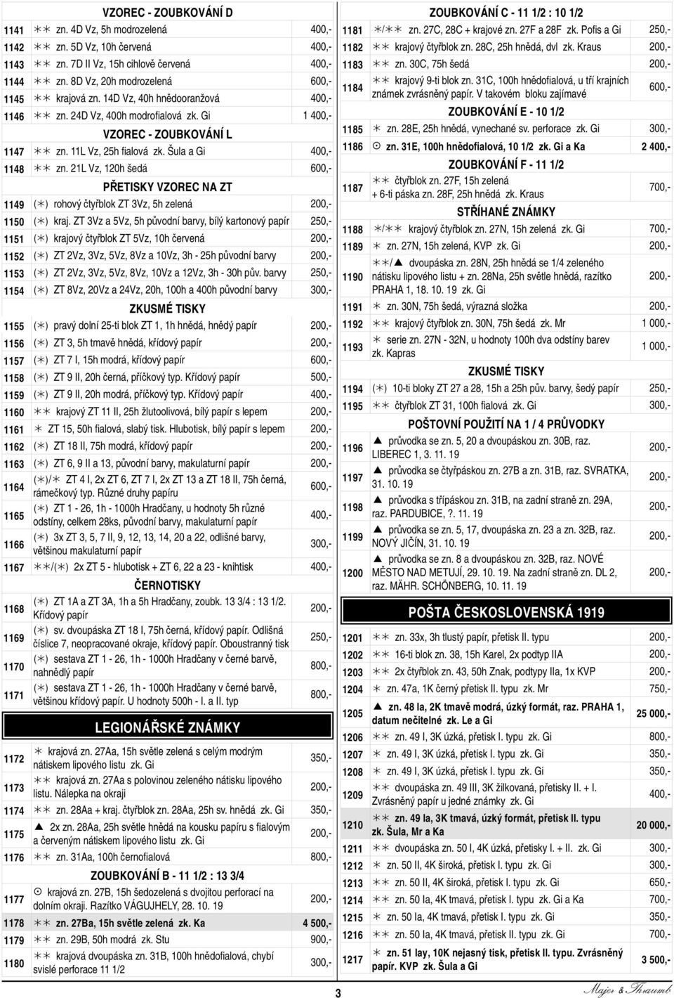 21L Vz, 120h šedá PŘETISKY VZOREC NA ZT 1149 ( ) rohový čtyřblok ZT 3Vz, 5h zelená 1150 ( ) kraj.