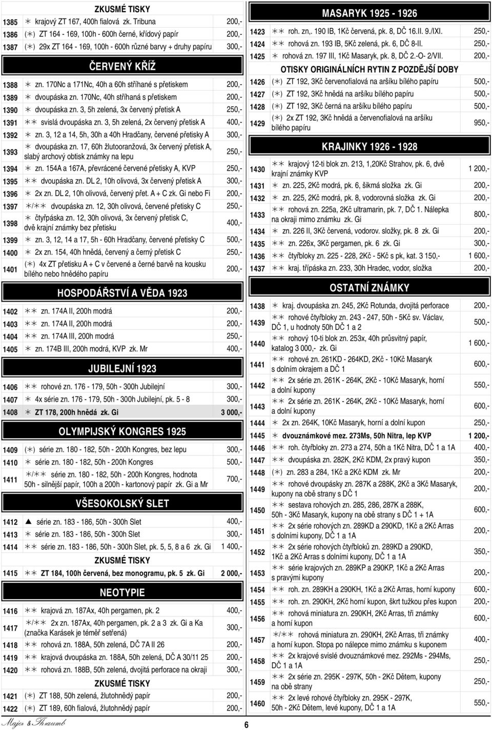 170Nc a 171Nc, 40h a 60h stříhané s přetiskem 1389 dvoupáska zn. 170Nc, 40h stříhaná s přetiskem 1390 dvoupáska zn. 3, 5h zelená, 3x červený přetisk A 1391 svislá dvoupáska zn.