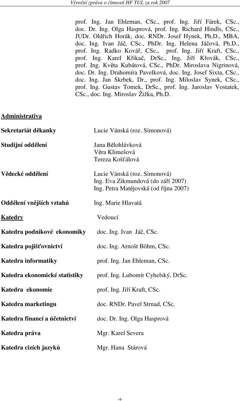 Dr. Ing. Drahomíra Pavelková, doc. Ing. Josef Sixta, CSc., doc. Ing. Jan Skrbek, Dr., prof. Ing. Miloslav Synek, CSc., prof. Ing. Gustav Tomek, DrSc., prof. Ing. Jaroslav Vostatek, CSc., doc. Ing. Miroslav Žižka, Ph.