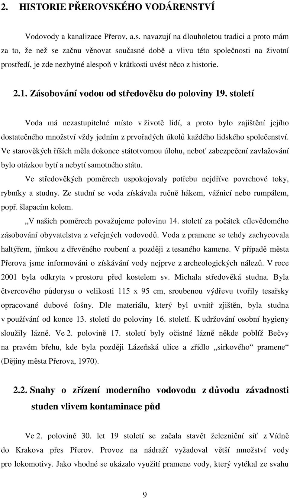 Zásobování vodou od středověku do poloviny 19.