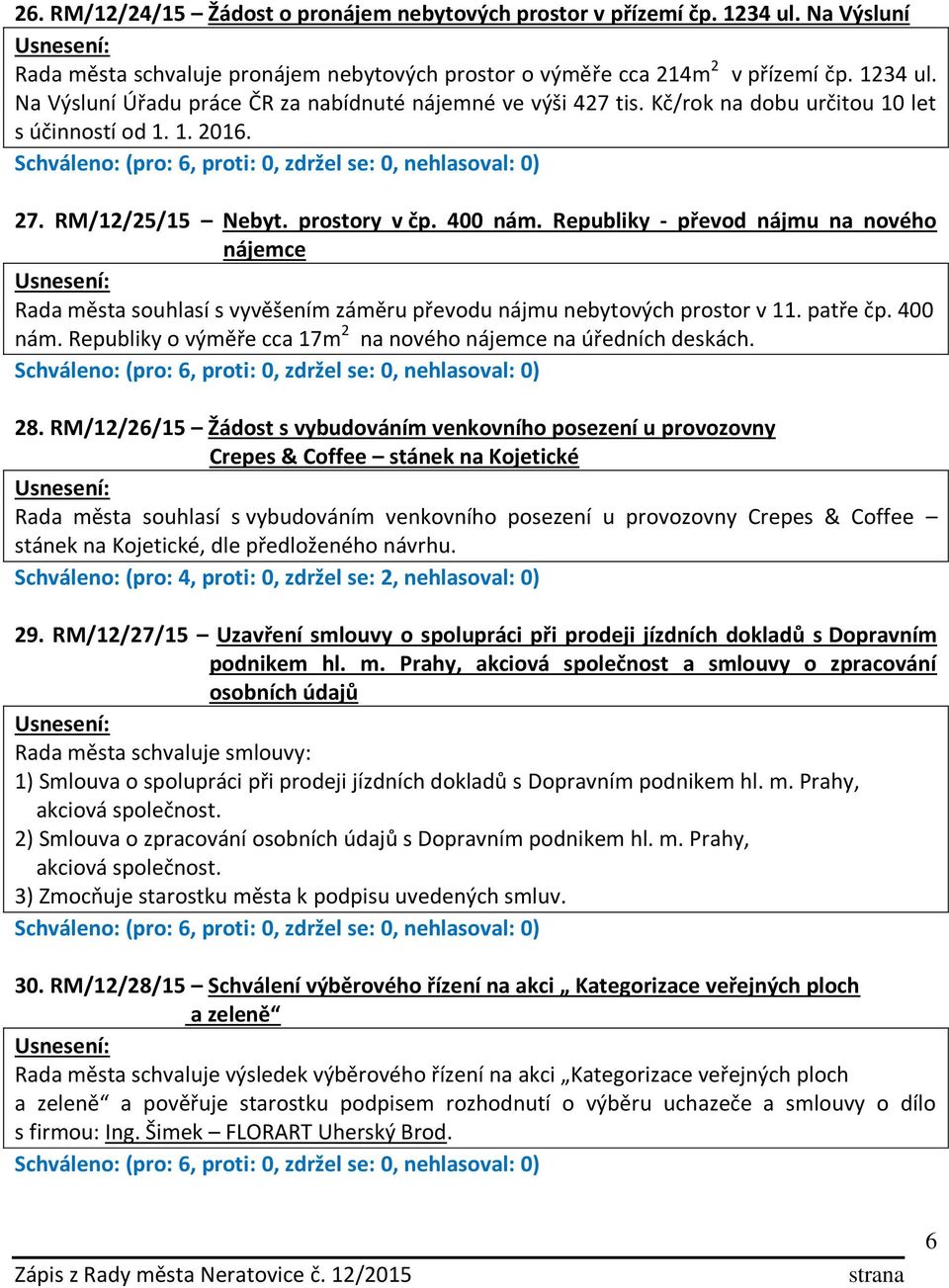 Republiky - převod nájmu na nového nájemce Rada města souhlasí s vyvěšením záměru převodu nájmu nebytových prostor v 11. patře čp. 400 nám.