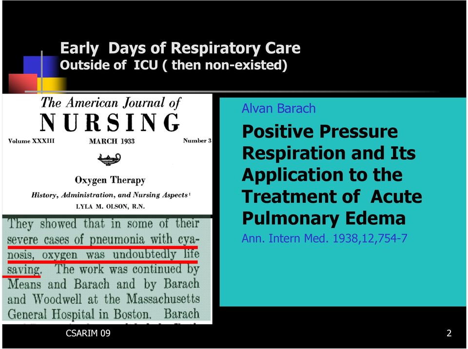 Respiration and Its Application to the Treatment of