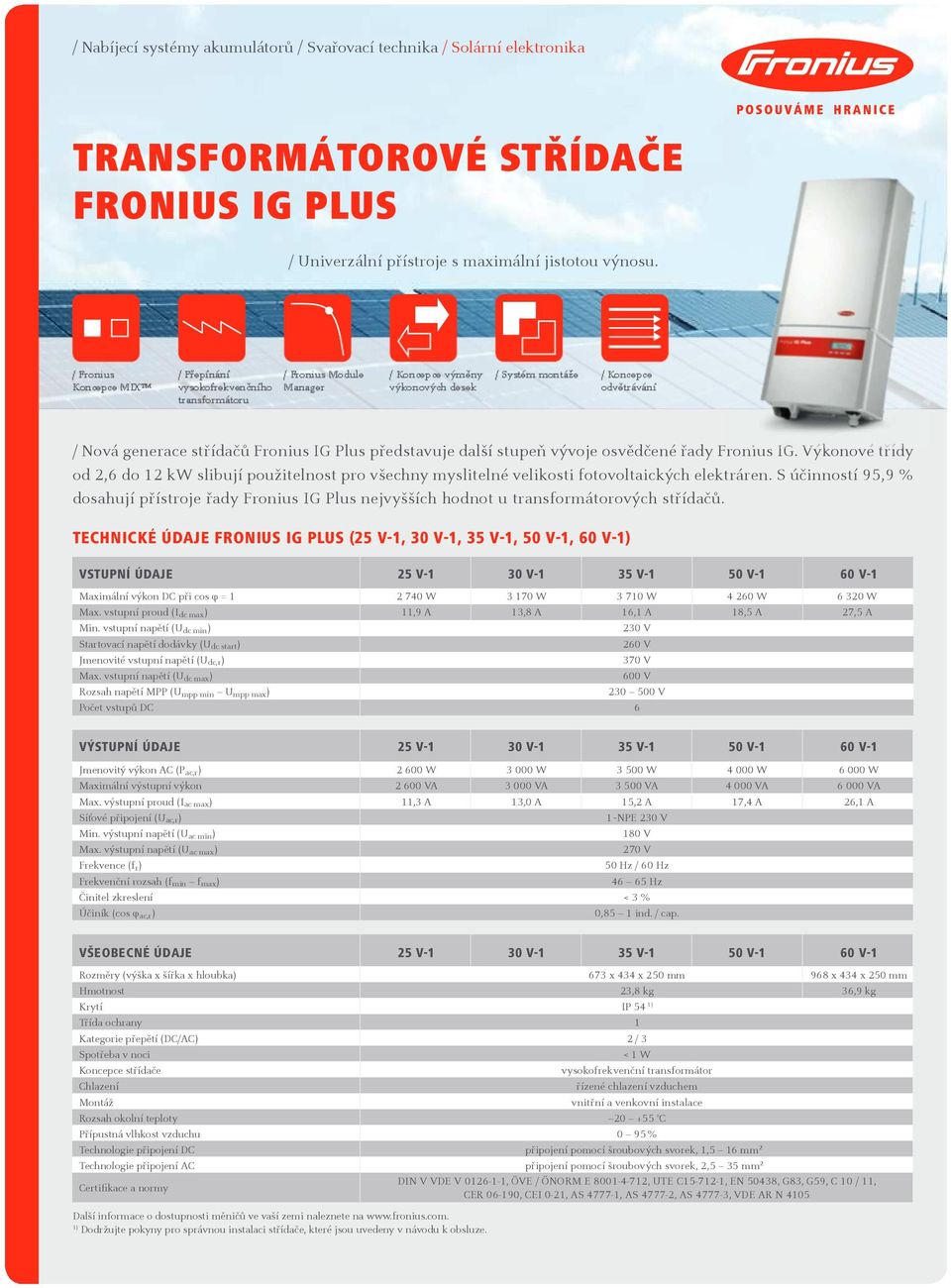 Výkonové třídy od 2,6 do 12 kw slibují použitelnost pro všechny myslitelné velikosti fotovoltaických elektráren.