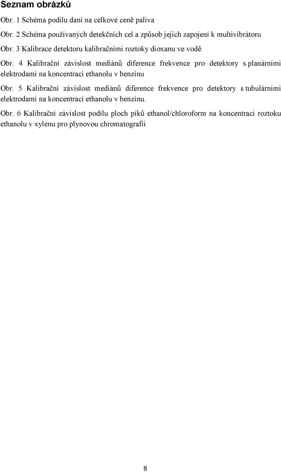 4 Kalibrační závislost mediánů diference frekvence pro detektory s planárními elektrodami na koncentraci ethanolu v benzínu Obr.