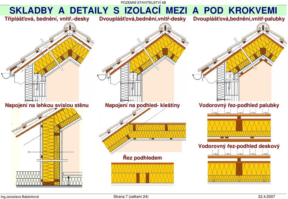 lehkou svislou stnu Napojení na podhled- kleštiny Vodorovný ez-podhled palubky ez