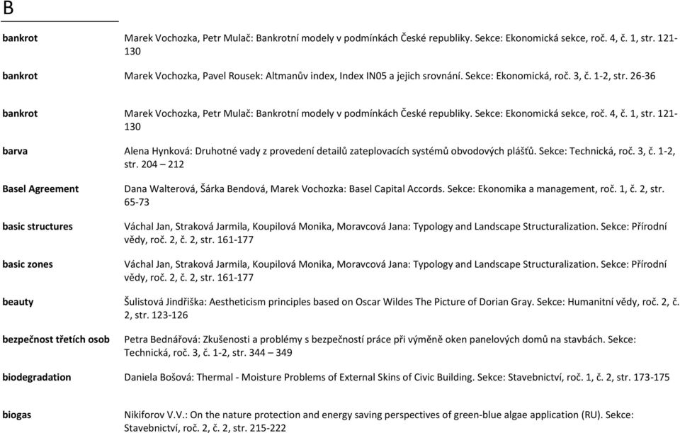 26-36 bankrot Marek Vochozka, Petr Mulač: Bankrotní modely v podmínkách České republiky. Sekce: Ekonomická sekce, roč. 4, č. 1, str.