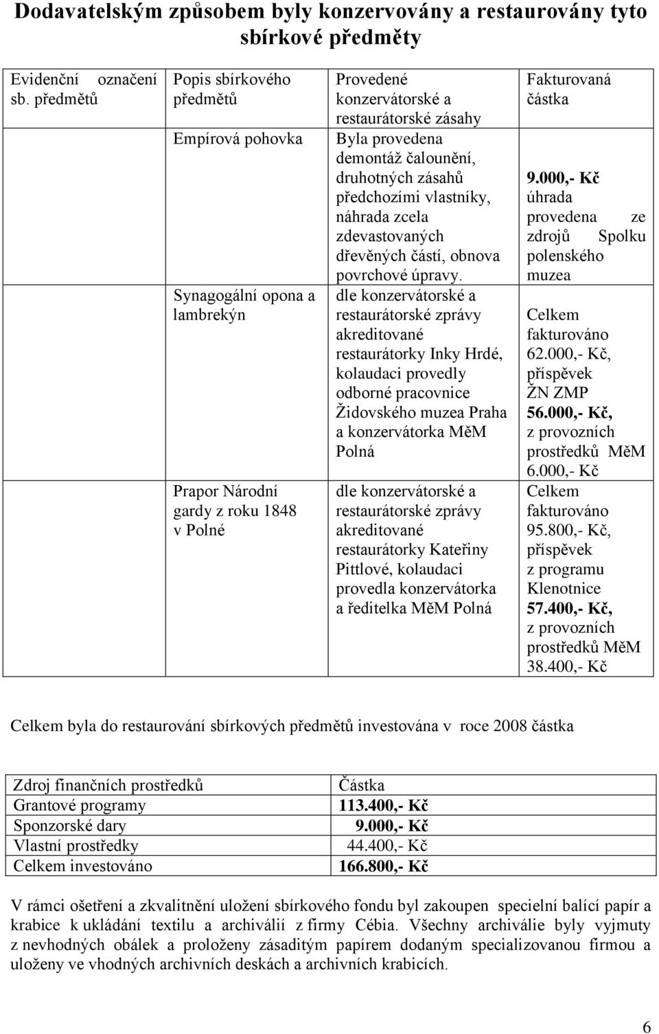 čalounění, druhotných zásahů předchozími vlastníky, náhrada zcela zdevastovaných dřevěných částí, obnova povrchové úpravy.