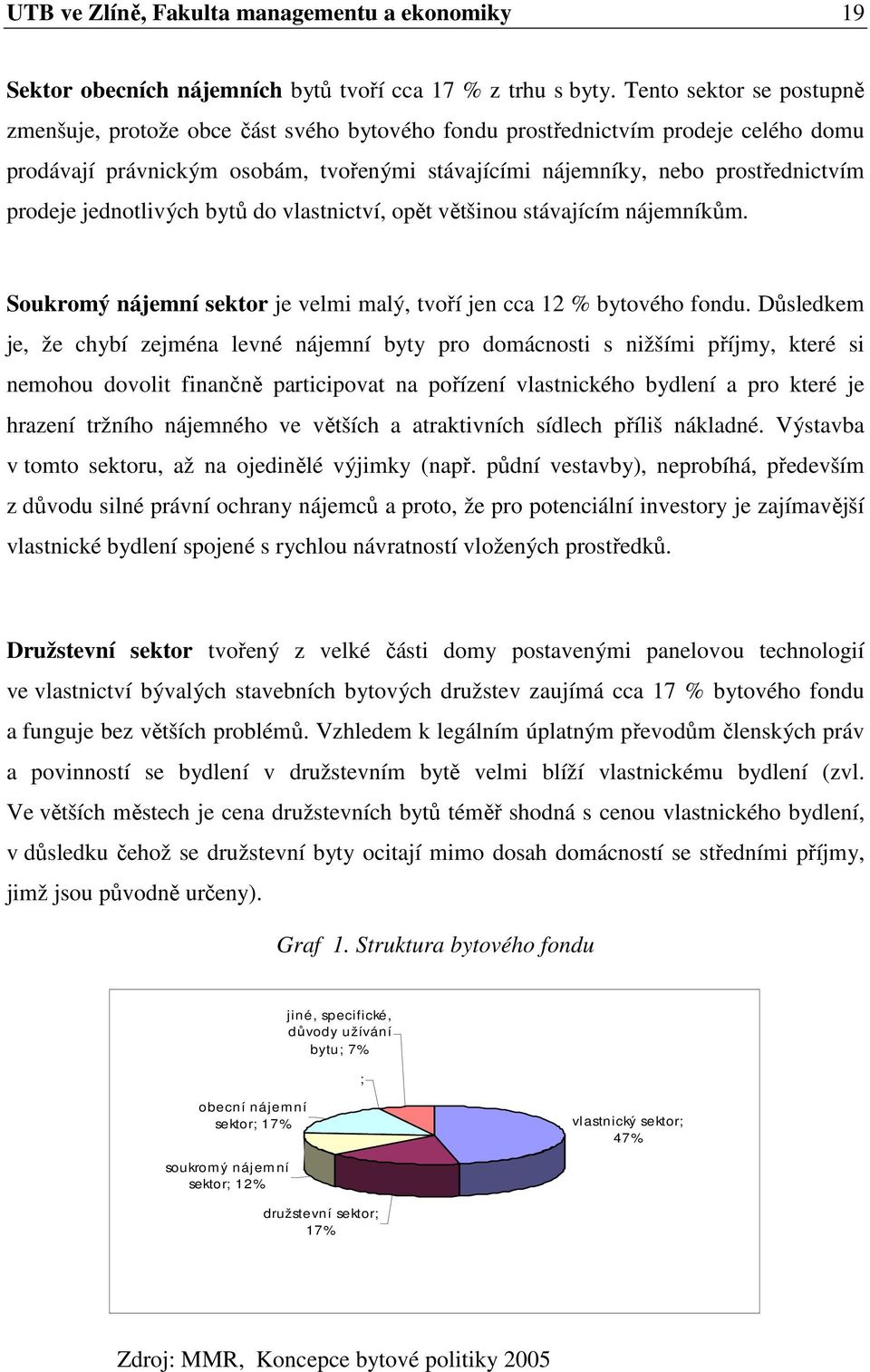 prodeje jednotlivých bytů do vlastnictví, opět většinou stávajícím nájemníkům. Soukromý nájemní sektor je velmi malý, tvoří jen cca 12 % bytového fondu.