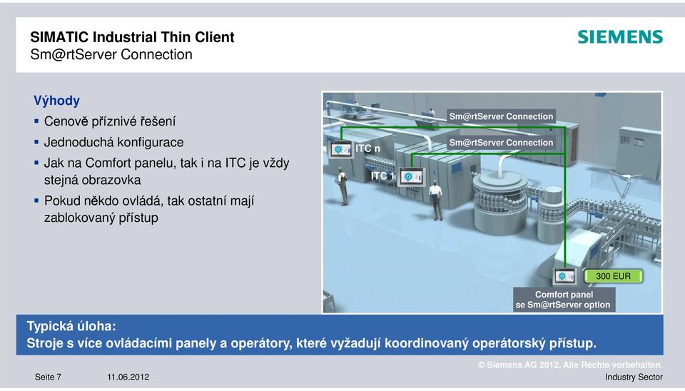 Sm@rtServer Connection Sm@rtServer Connection Comfort panel se Sm@rtServer option Typická úloha: Stroje s