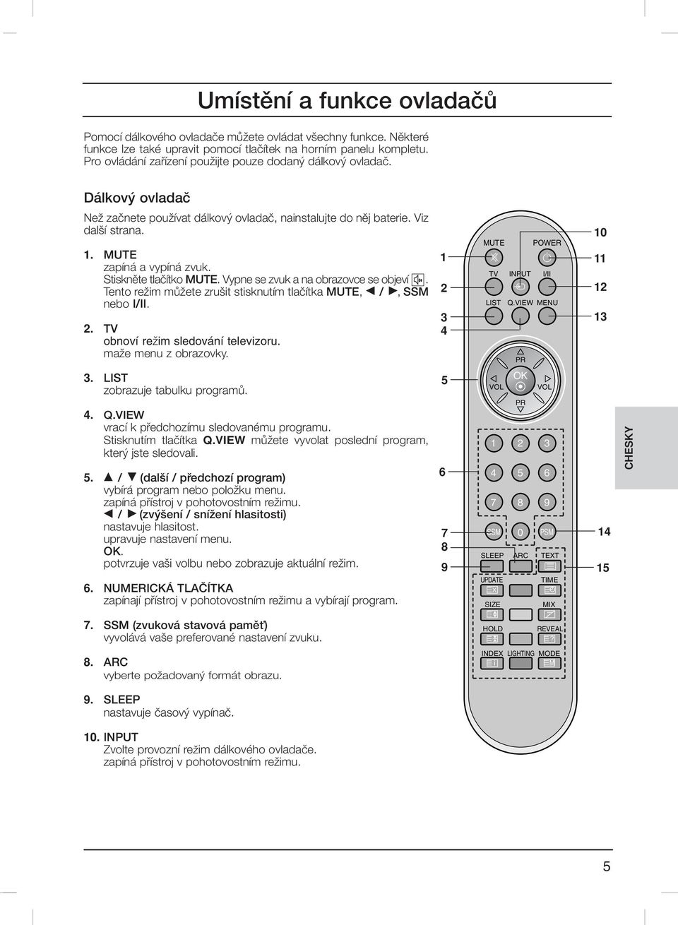 Stisknûte tlaãítko MUTE. Vypne se zvuk a na obrazovce se objeví. Tento reïim mûïete zru it stisknutím tlaãítka MUTE, F / G, SSM nebo I/II. 2. TV obnoví reïim sledování televizoru.