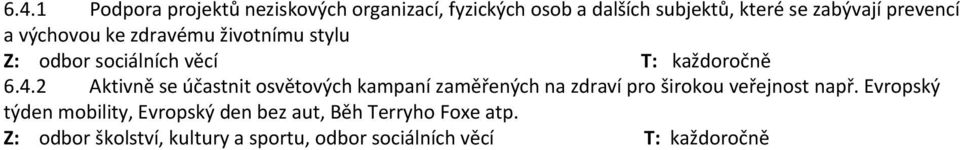 2 Aktivně se účastnit osvětových kampaní zaměřených na zdraví pro širokou veřejnost např.