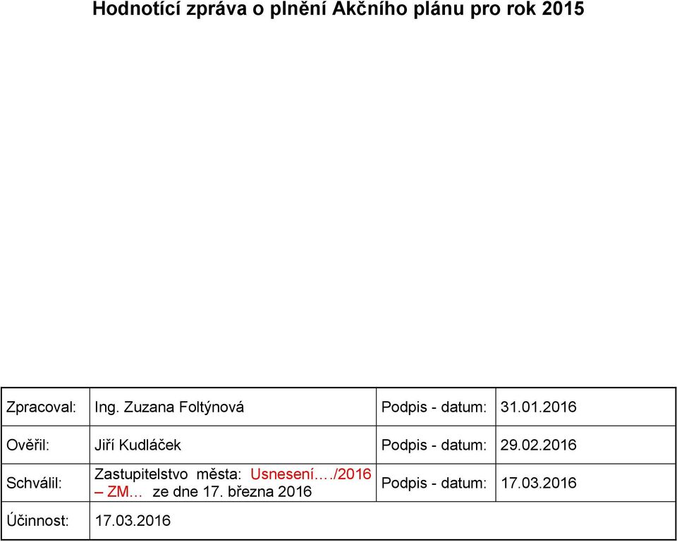 2016 Ověřil: Jiří Kudláček Podpis - datum: 29.02.