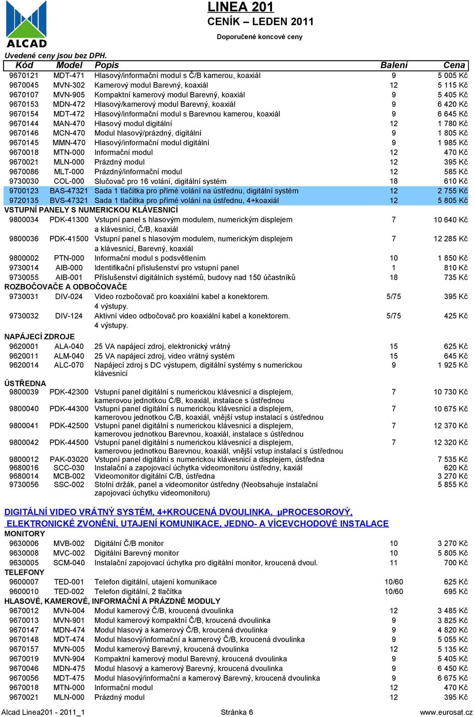 digitální 1 80 Kč 701 MMN-70 Hlasový/informační modul digitální 1 8 Kč 70018 MTN-000 Informační modul 70 Kč 70021 MLN-000 Prázdný modul 3 Kč 7008 MLT-000 Prázdný/informační modul 8 Kč 730030 COL-000