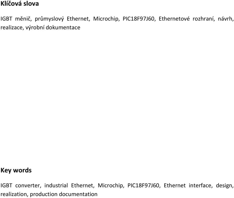 dokumentace Key words IGBT converter, industrial Ethernet,