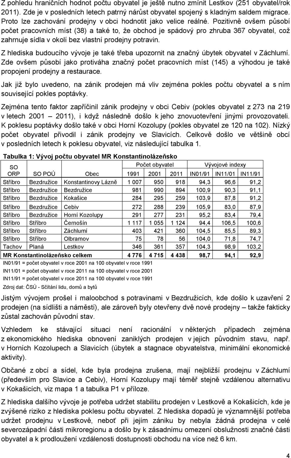 Pozitivně ovšem působí počet pracovních míst (38) a také to, že obchod je spádový pro zhruba 367 obyvatel, což zahrnuje sídla v okolí bez vlastní prodejny potravin.