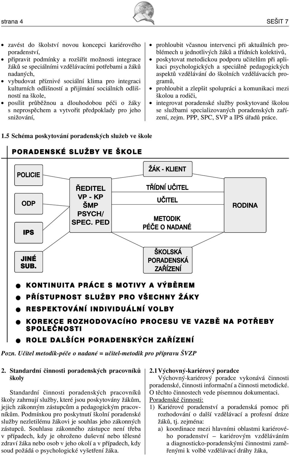 nì, prohloubit vëasnou intervenci p i aktu lnìch problèmech u jednotliv ch û k a t ÌdnÌch kolektiv, poskytovat metodickou podporu uëitel m p i aplikaci psychologick ch a speci lnï pedagogick ch