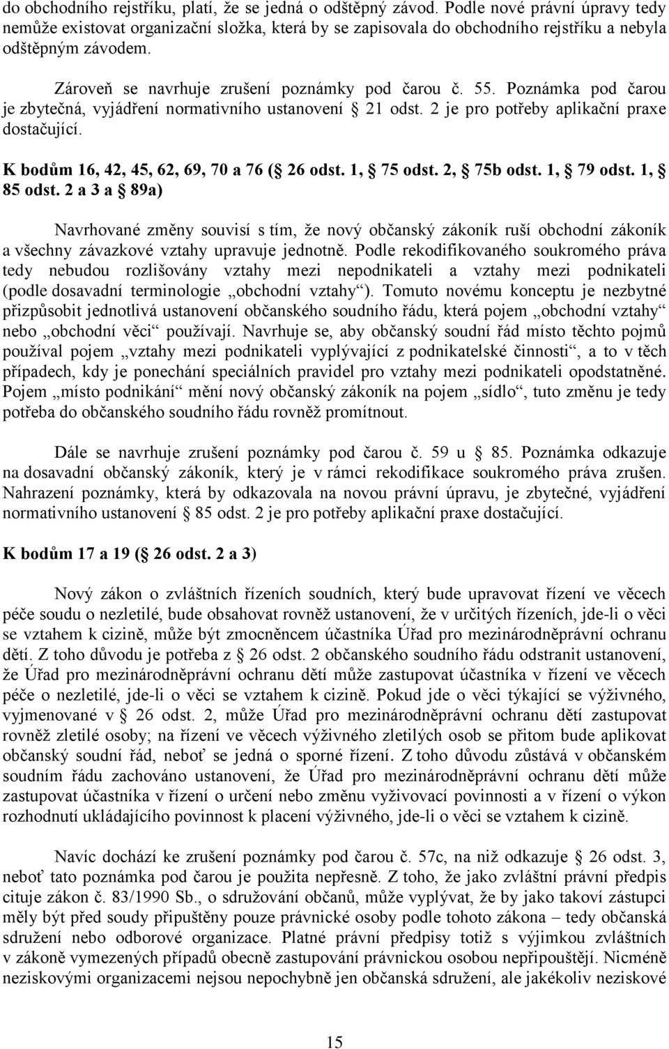 Poznámka pod čarou je zbytečná, vyjádření normativního ustanovení 21 odst. 2 je pro potřeby aplikační praxe dostačující. K bodům 16, 42, 45, 62, 69, 70 a 76 ( 26 odst. 1, 75 odst. 2, 75b odst.