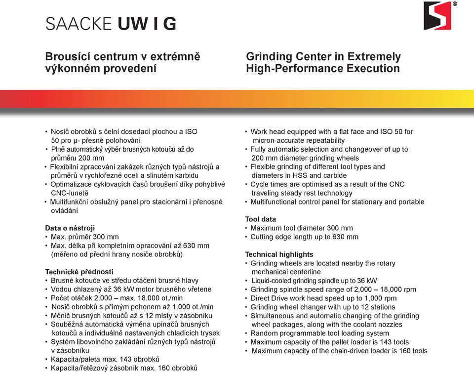 díky pohyblivé CNC-lunetě Multifunkční obslužný panel pro stacionární i přenosné ovládání Data o nástroji Max. průměr 300 mm Max.