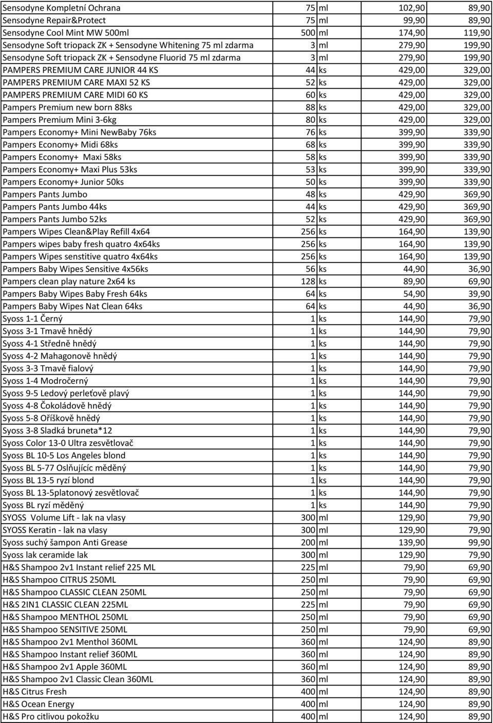 429,00 329,00 PAMPERS PREMIUM CARE MIDI 60 KS 60 ks 429,00 329,00 Pampers Premium new born 88ks 88 ks 429,00 329,00 Pampers Premium Mini 3-6kg 80 ks 429,00 329,00 Pampers Economy+ Mini NewBaby 76ks