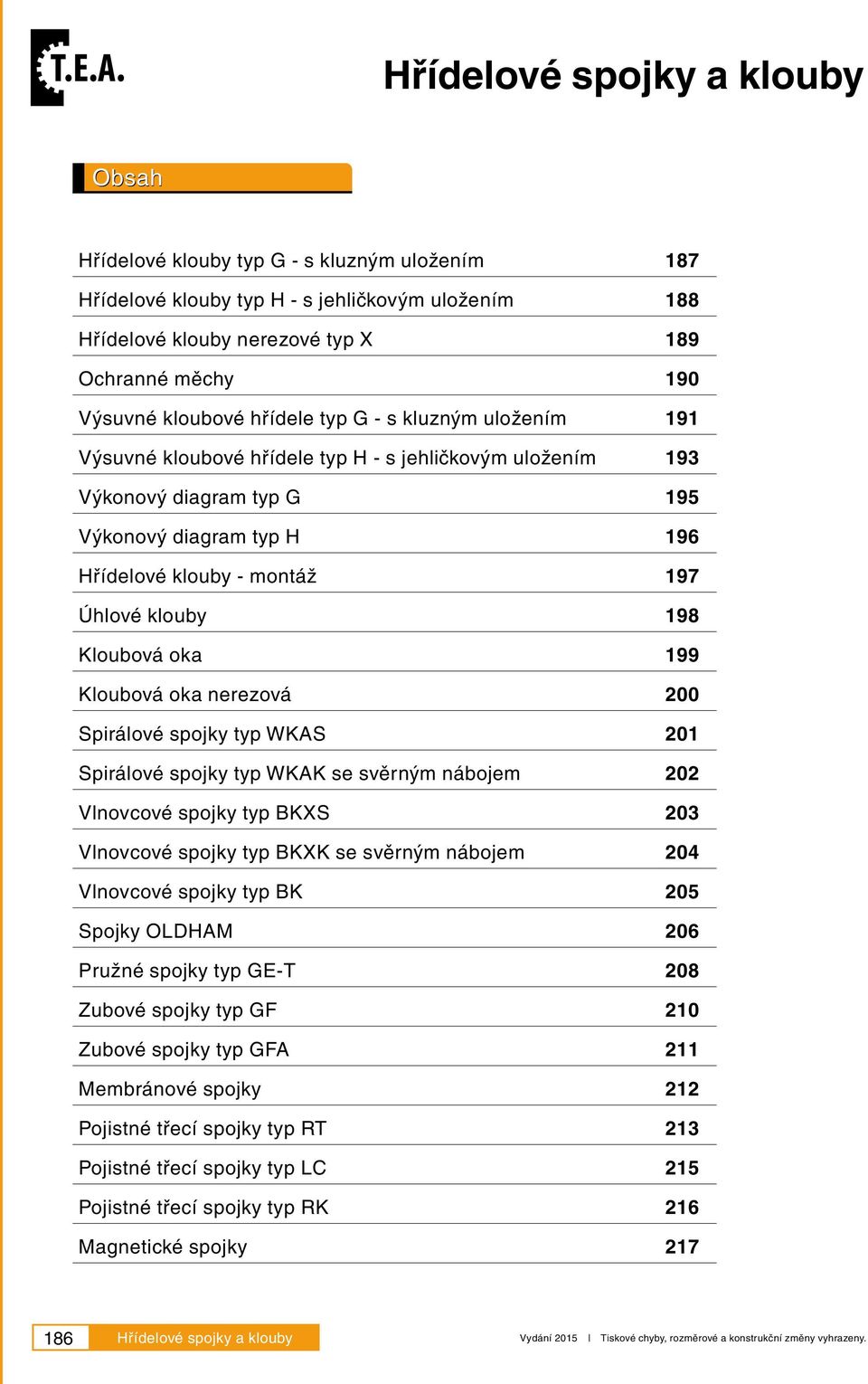 klouby 198 Kloubová oka 199 Kloubová oka nerezová 200 Spirálové spojky typ WKAS 201 Spirálové spojky typ WKAK se svěrným nábojem 202 Vlnovcové spojky typ BKXS 203 Vlnovcové spojky typ BKXK se svěrným