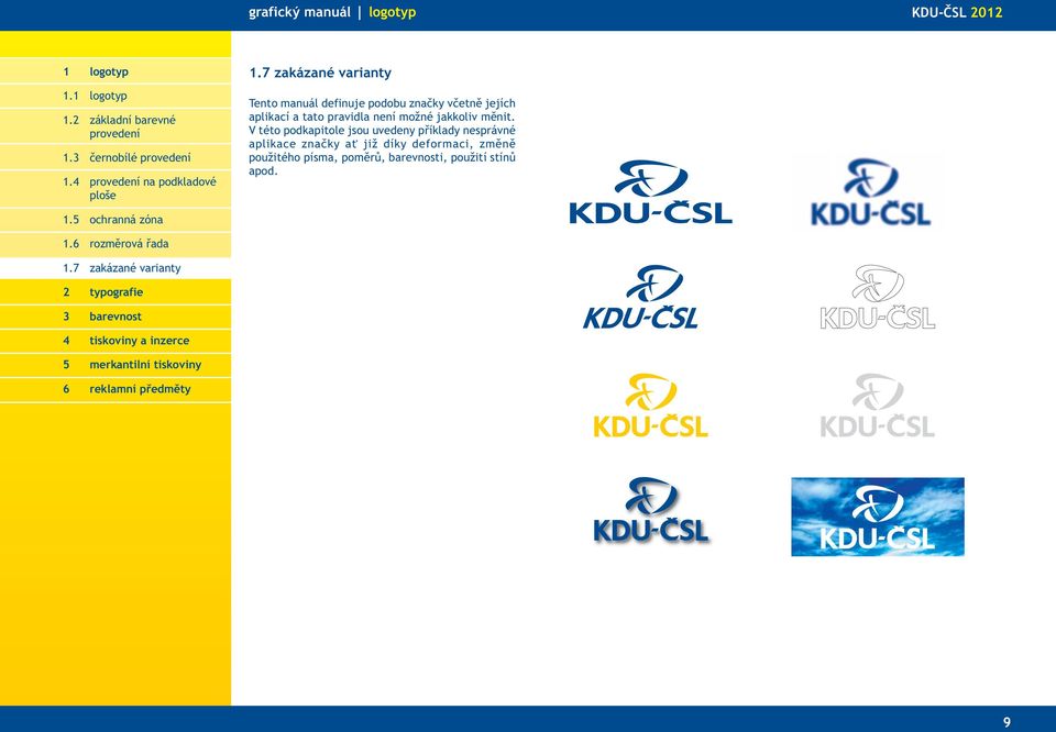 7 zakázané varianty Tento manuál definuje podobu značky včetně jejích aplikací a tato pravidla není možné