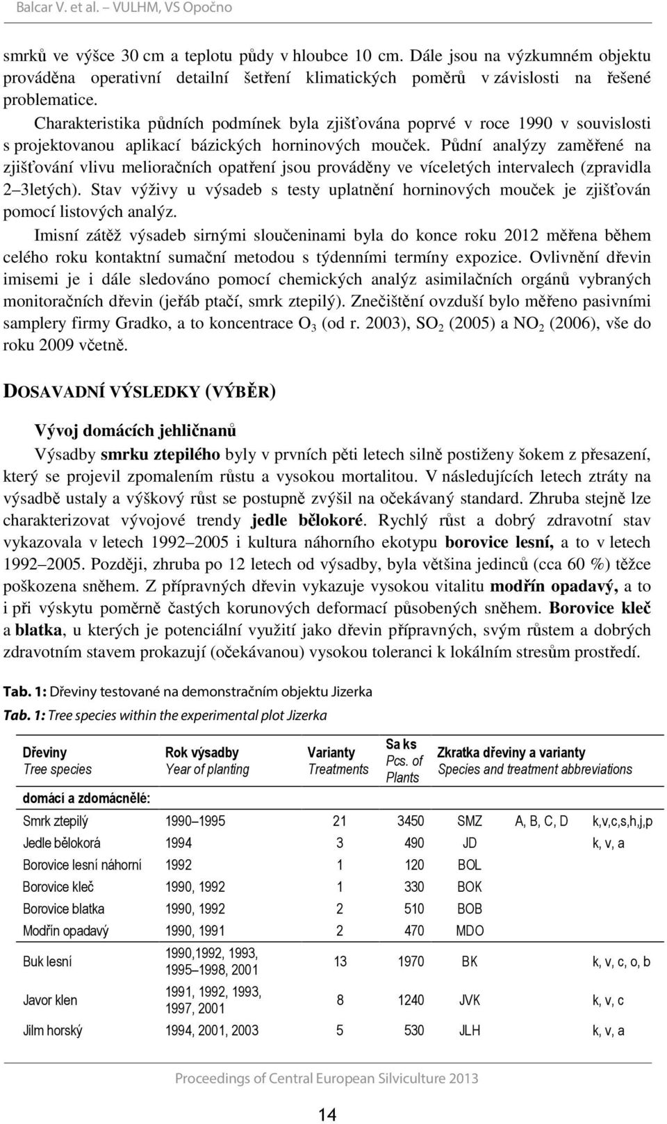 Charakteristika půdních podmínek byla zjišťována poprvé v roce 1990 v souvislosti s projektovanou aplikací bázických horninových mouček.