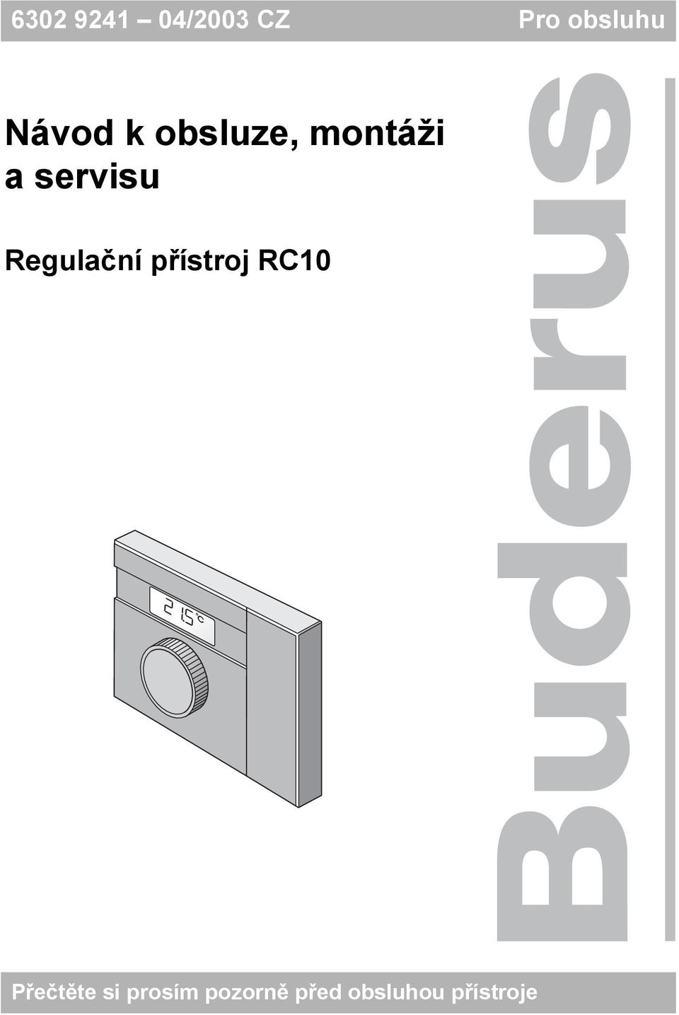 Regulační přístroj RC10 Přečtěte si