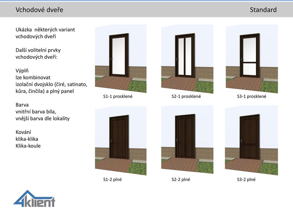 činčila) a plný panel Barva vnitřní barva bíla, vnější barva dle lokality S1-1