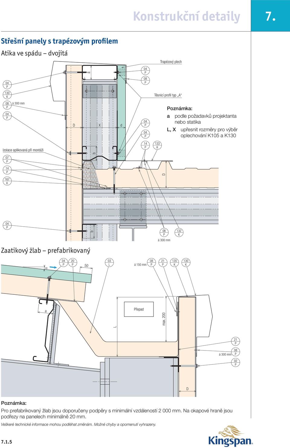 plikovná při montáži b 132 Ztikový žlb prefbrikovný 20 50 03 L á 150 mm 21 135 130 řepd L mx.