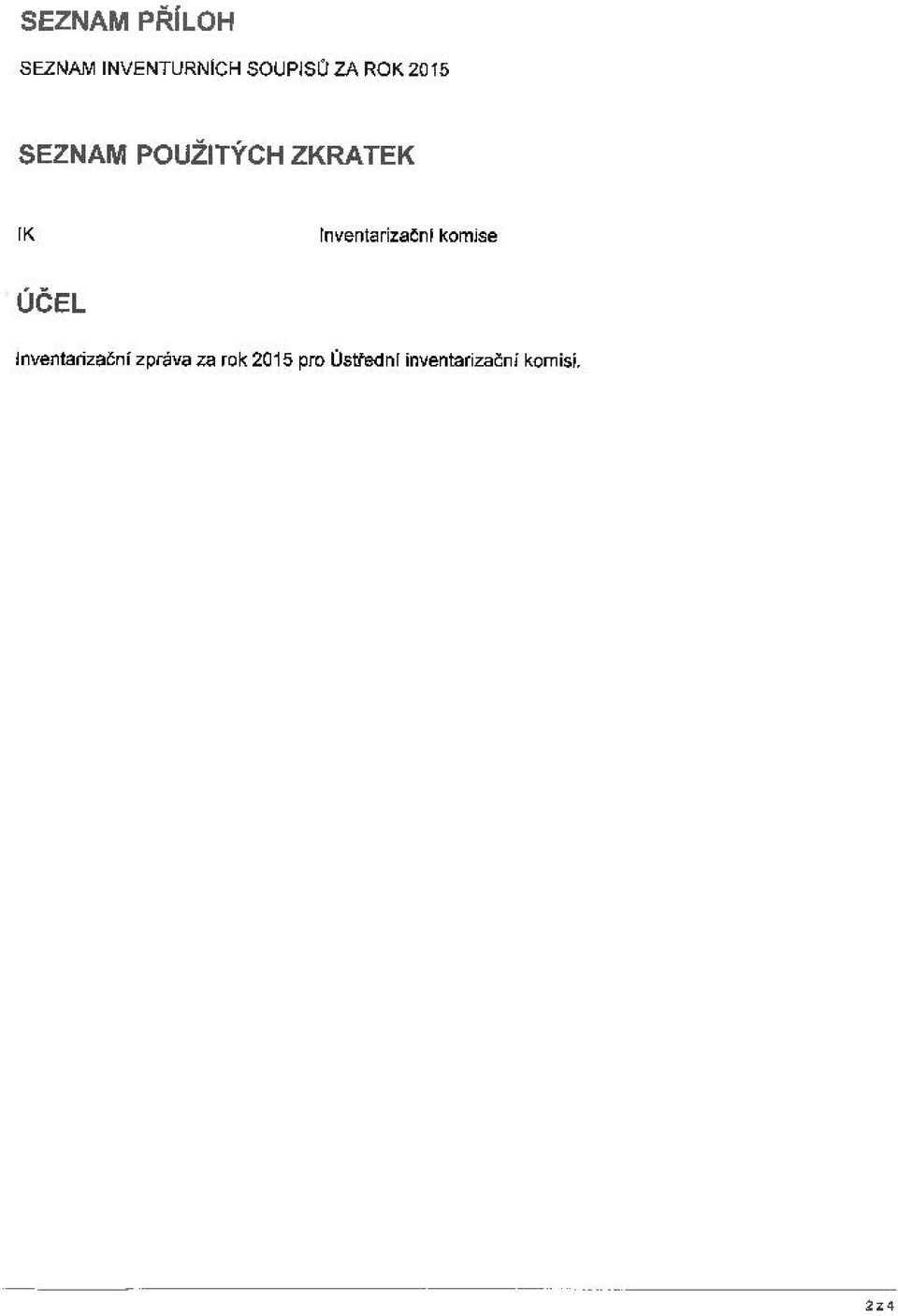 komise ÚČEL Inventarizační zpráva za rok 2015 pro