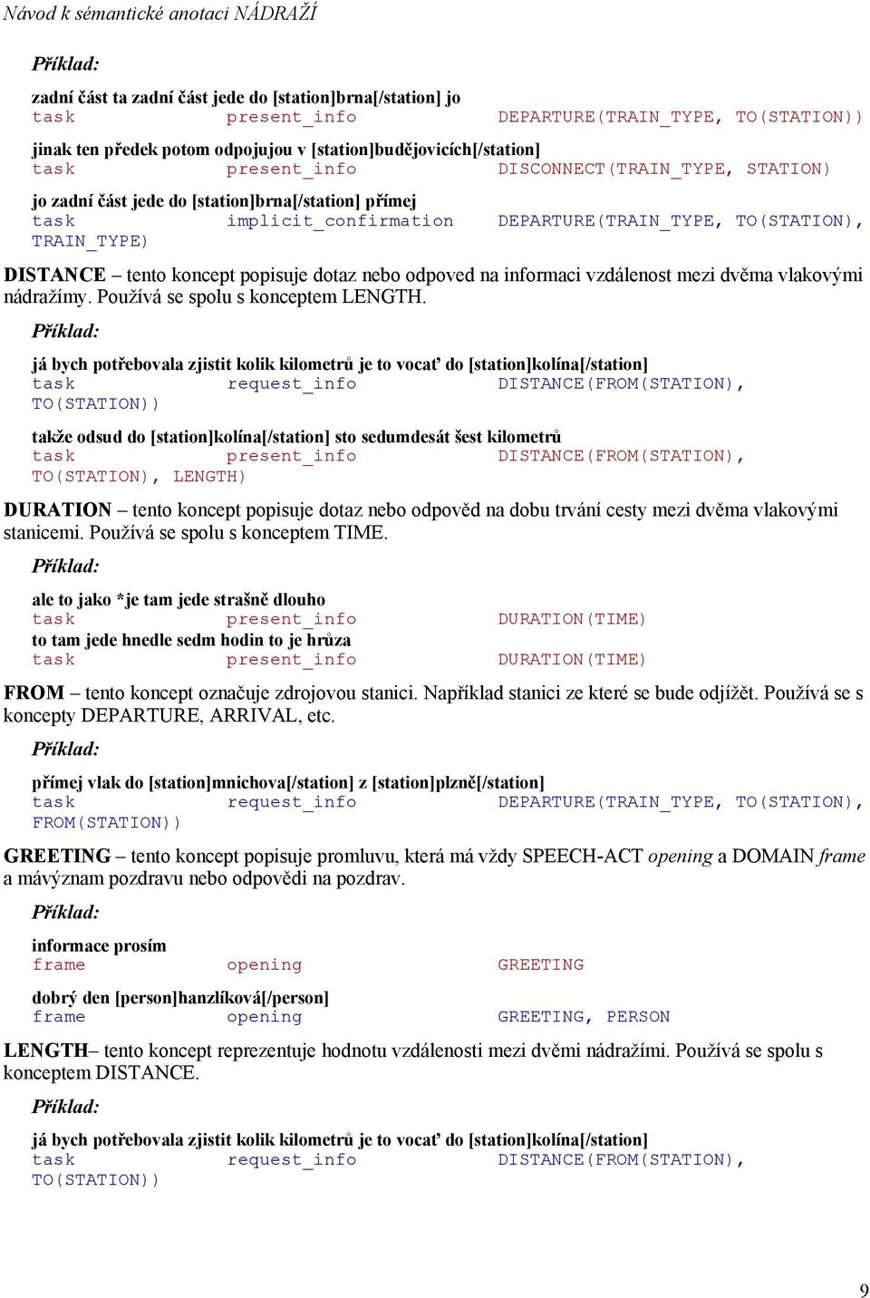 nebo odpoved na informaci vzdálenost mezi dvěma vlakovými nádražímy. Používá se spolu s konceptem LENGTH.