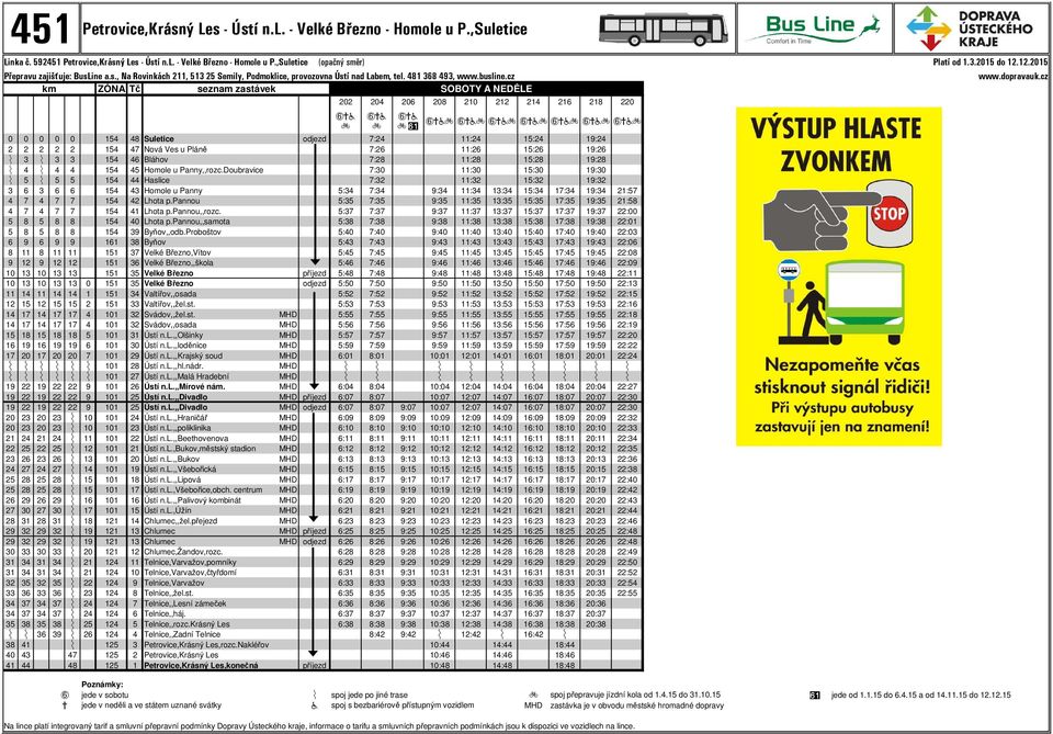 cz km ZÓNA Tč seznam zastávek SOBOTY A NEDĚLE EXa c EXa c EXa c )# EXac EXac EXac EXac EXac EXac EXac Suletice odjezd : : : : Nová Ves u Pláně : : : : n n Bláhov : : : : n n Homole u Panny,,rozc.