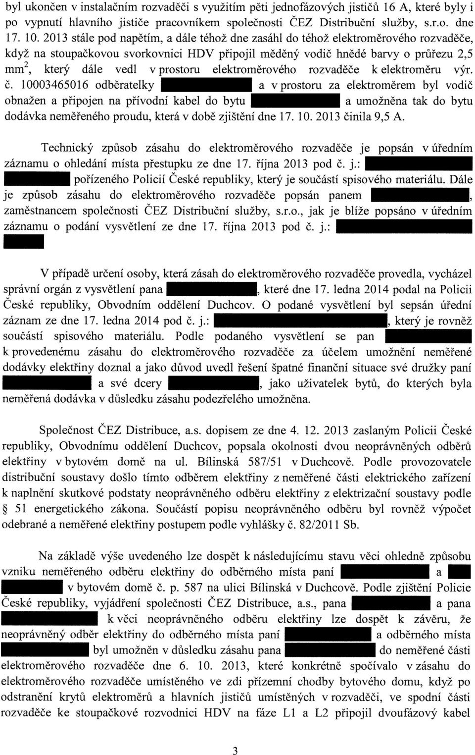 prostoru elektroměrového rozvaděče k elektroměru výr. č.