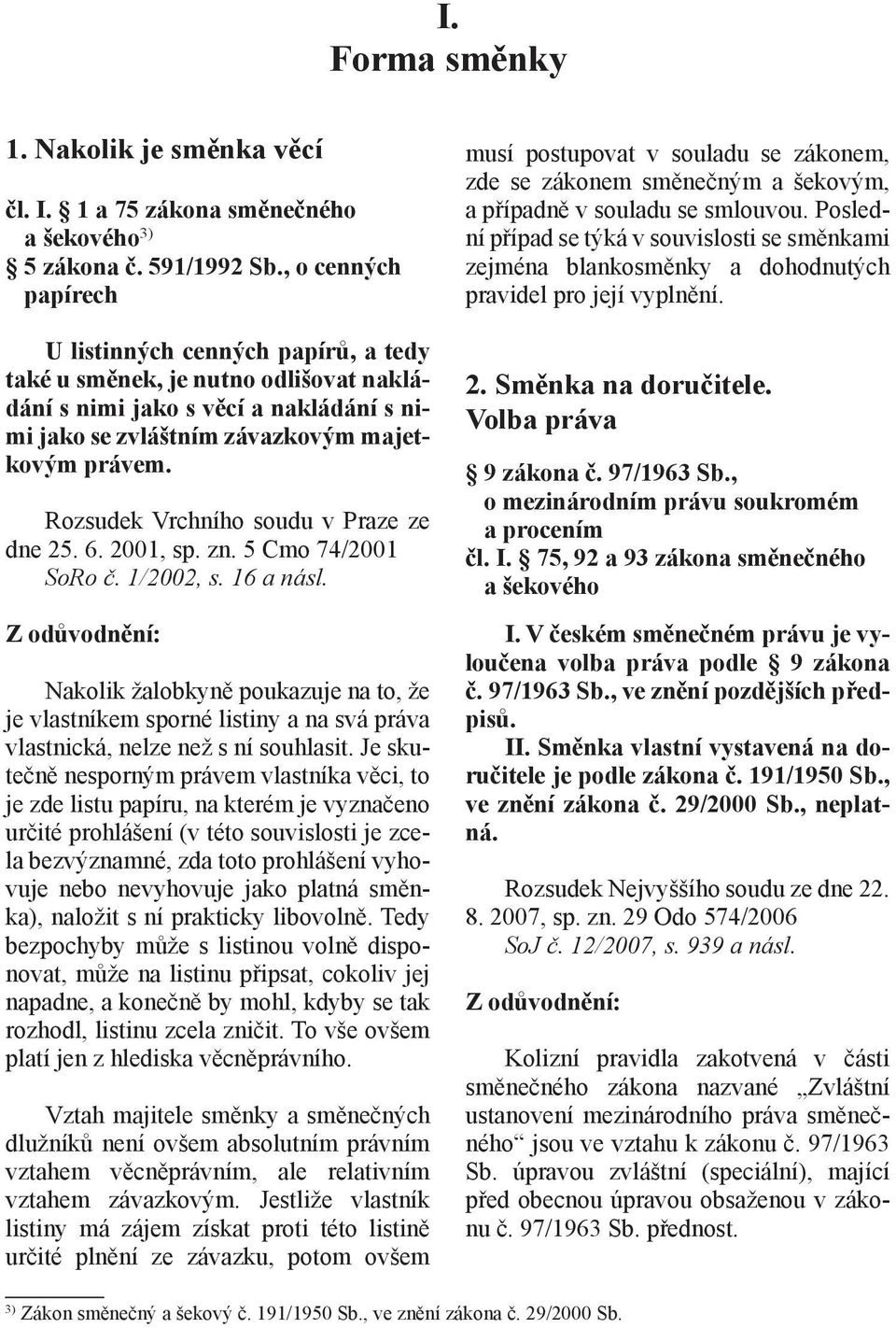 Rozsudek Vrchního soudu v Praze ze dne 25. 6. 2001, sp. zn. 5 Cmo 74/2001 SoRo č. 1/2002, s. 16 a násl.