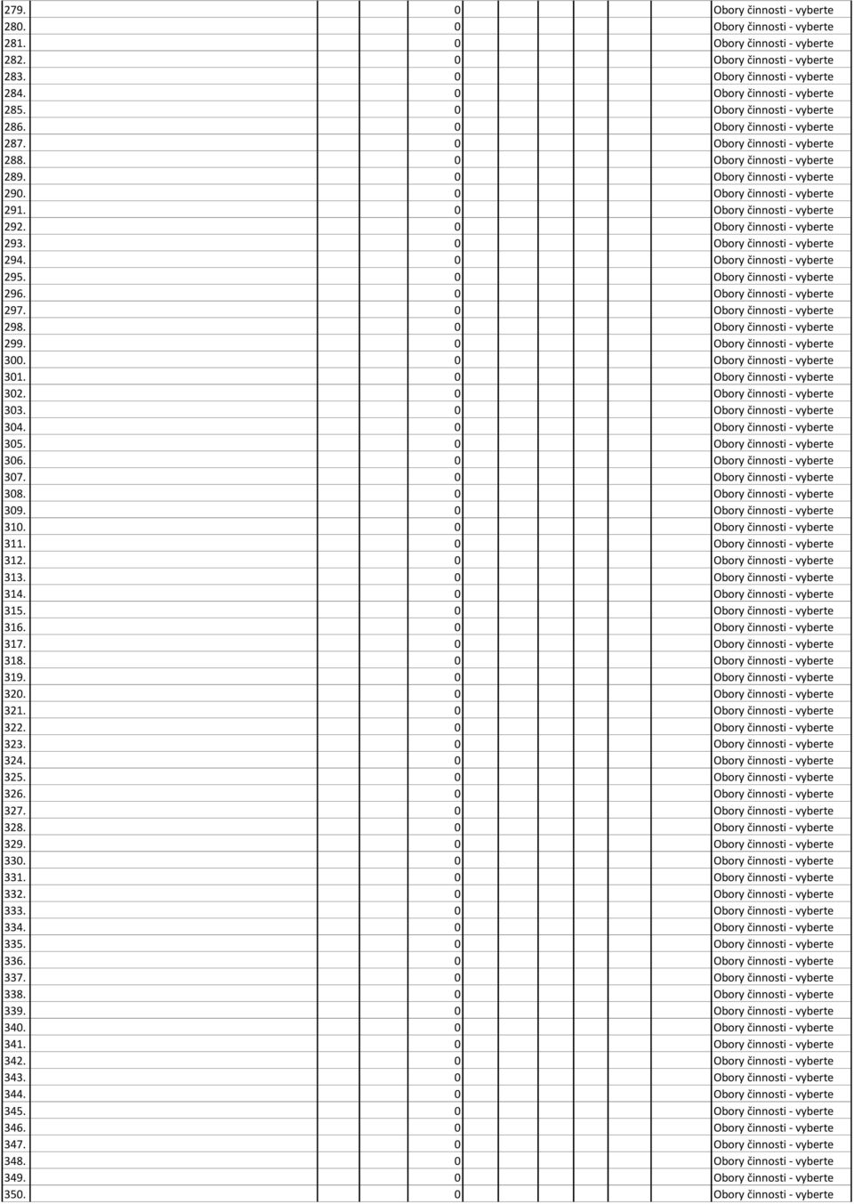 0 Obory činnosti - vyberte 292. 0 Obory činnosti - vyberte 293. 0 Obory činnosti - vyberte 294. 0 Obory činnosti - vyberte 295. 0 Obory činnosti - vyberte 296. 0 Obory činnosti - vyberte 297.