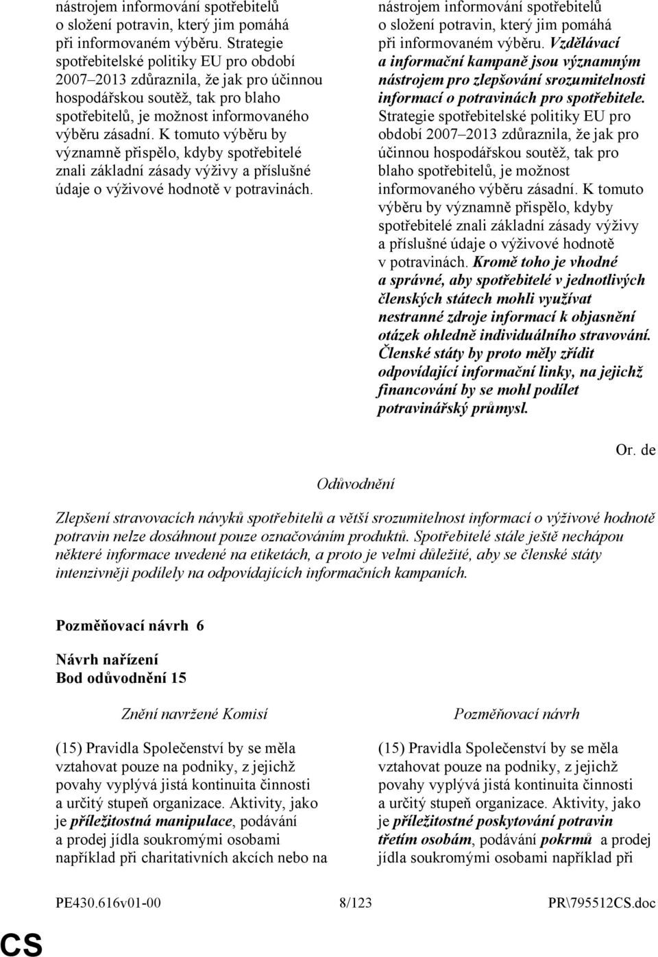 K tomuto výběru by významně přispělo, kdyby spotřebitelé znali základní zásady výživy a příslušné údaje o výživové hodnotě v potravinách.