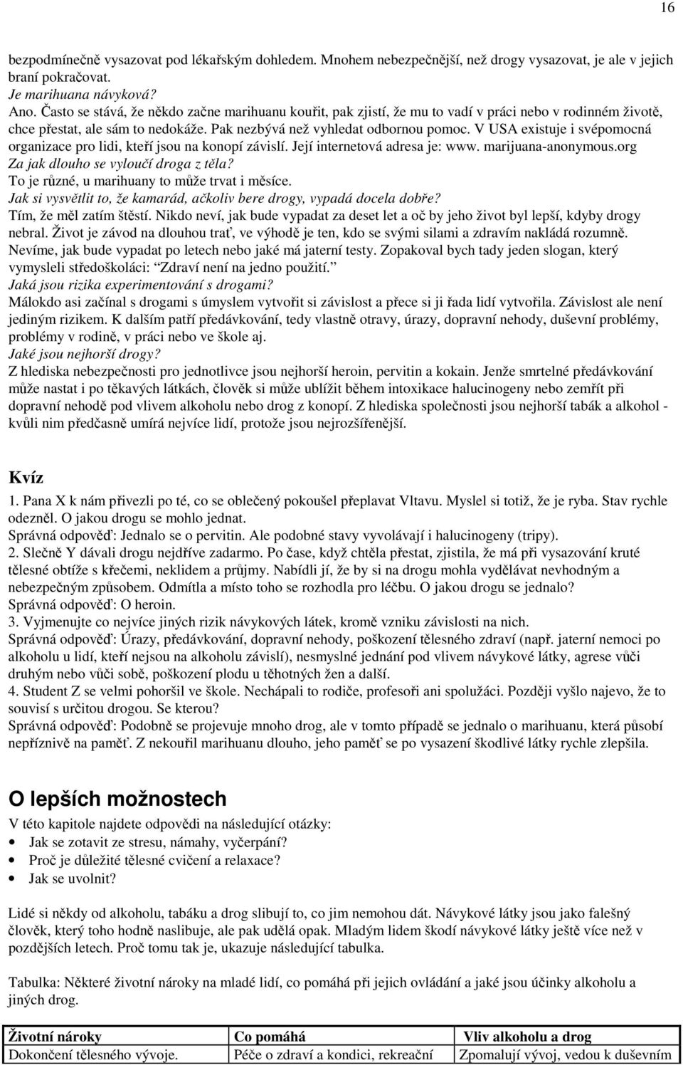 V USA existuje i svépomocná organizace pro lidi, kteří jsou na konopí závislí. Její internetová adresa je: www. marijuana-anonymous.org Za jak dlouho se vyloučí droga z těla?