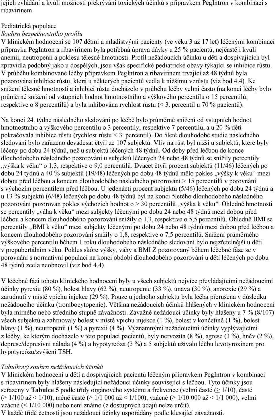 úprava dávky u 25 % pacientů, nejčastěji kvůli anemii, neutropenii a poklesu tělesné hmotnosti.