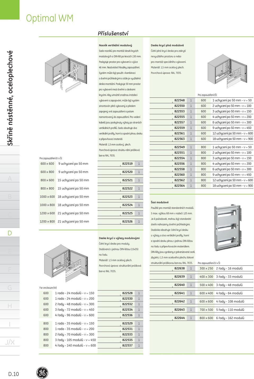 modulových a N-lišt po krocích 50 mm. Poskytuje prostor pro vybavení o výšce 6 mm. Nezávislost hloubky zapouzdření.