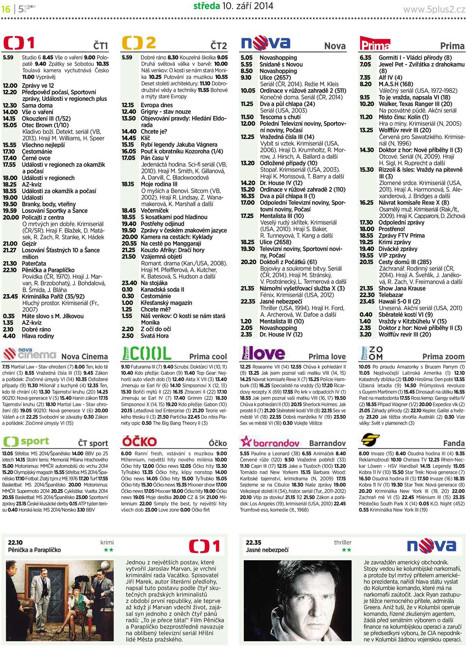 Williams,H.Speer 15.55 Všechno nejlepší 17.10 Cestománie 17.40 Černé ovce 17.55 Události v regionech za okamžik apočasí 18.00 Události vregionech 18.25 AZ-kvíz 18.55 Události za okamžik apočasí 19.