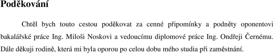 Miloši Noskovi a vedoucímu diplomové práce Ing. Ondřeji Černému.