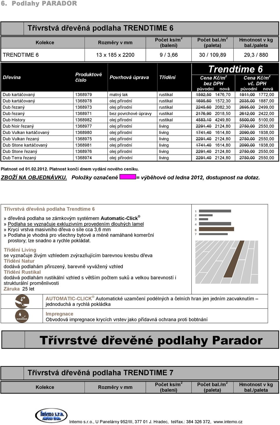 povrchové úpravy rustikal 2176,90 2018,50 2612,00 2422,00 Dub History 1368982 olej přírodní rustikal 4583,10 4249,80 5500,00 5100,00 Dub Noir řezaný 1368977 olej přírodní living 2291,40 2124,80