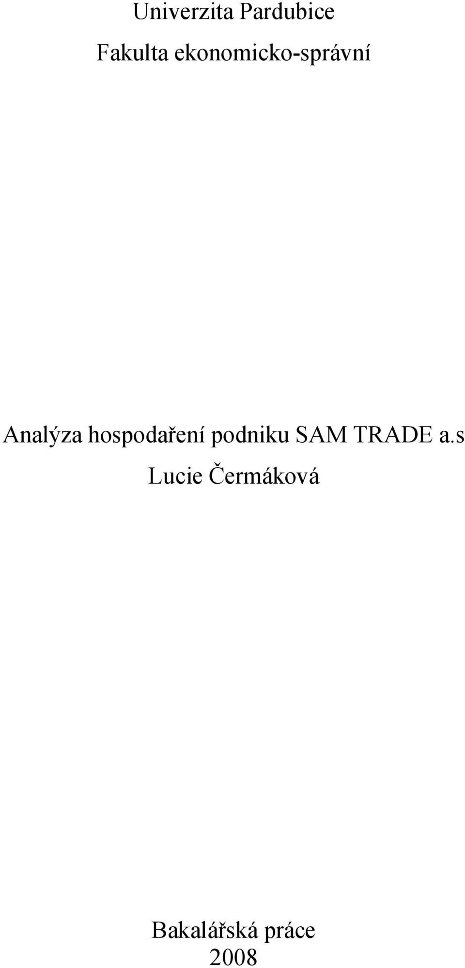 hospodaření podniku SAM TRADE a.